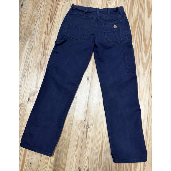 Bulwark FR Fire Resistant Navy Blue Canvas Carpenter Work Pants 32x32 Cat2 - Picture 2 of 7